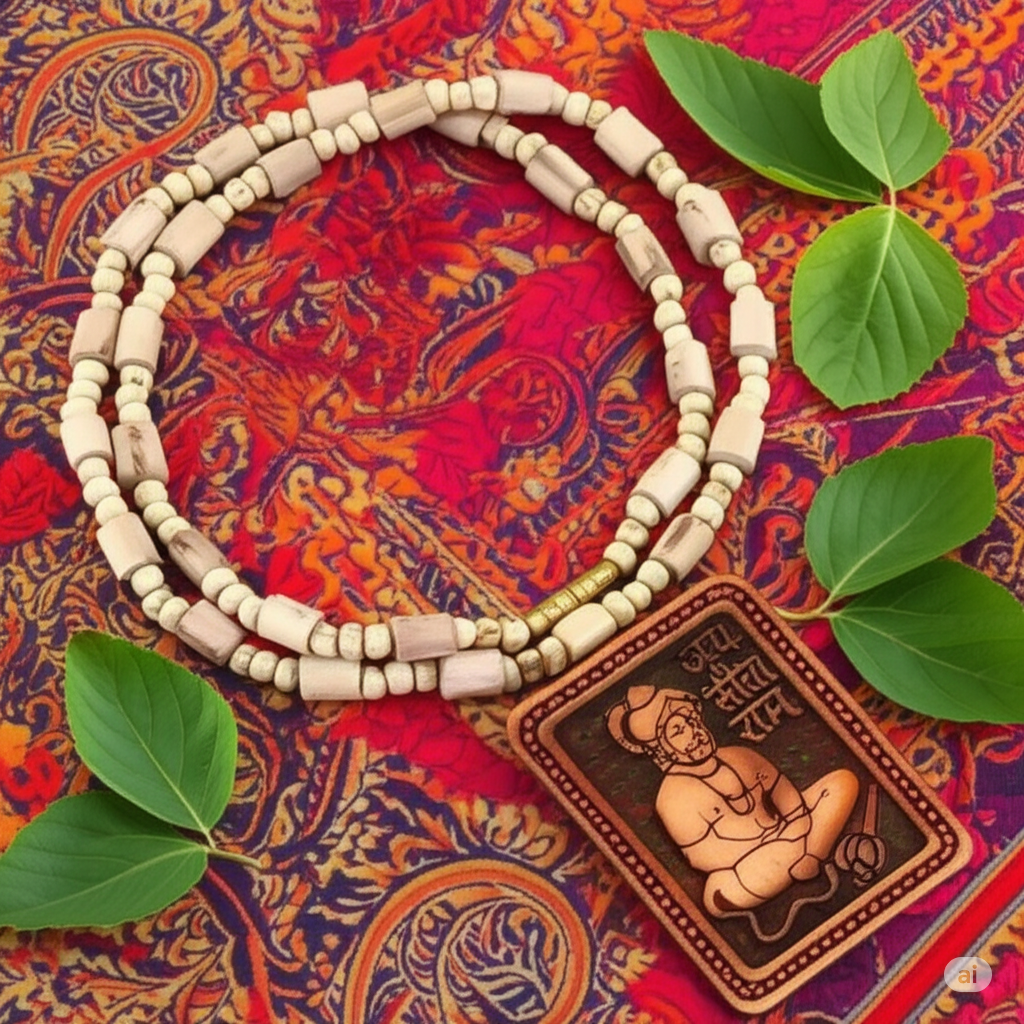 ๐ฟโจ Tulsi Kanthi Mala with Hanuman Pendant (2 Pc Set)