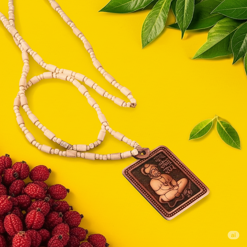 ๐ฟโจ Tulsi Kanthi Mala with Hanuman Pendant (2 Pc Set)