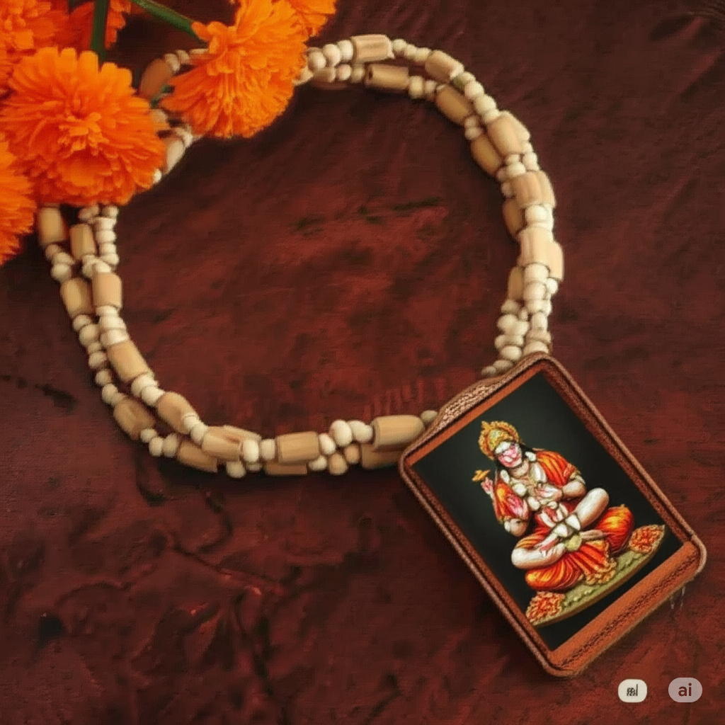 ๐ฟโจ Tulsi Kanthi Mala with Hanuman Pendant (2 Pc Set)